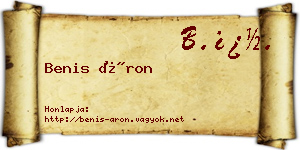 Benis Áron névjegykártya